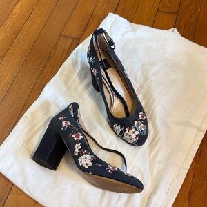 Embroidered Blue Suade Floral Block